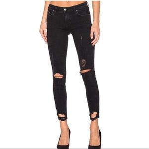 Lover + Friends Distressed Black Skinny Jeans